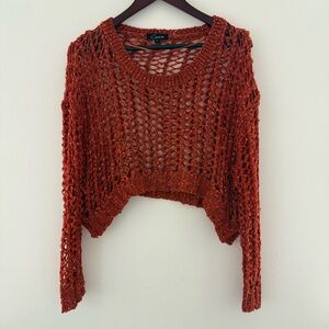 Cecico Rust Burt Orange Open-Knit Sweater